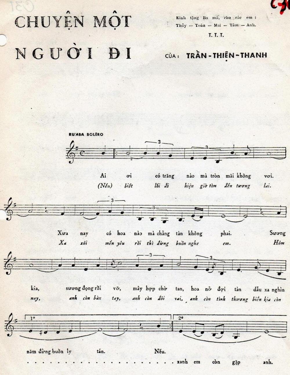 Sheet nhạc Chuyện Một Người Đi